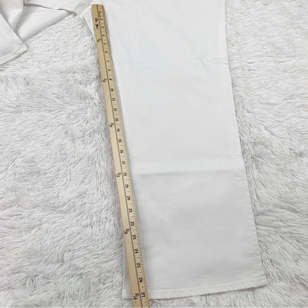 J Crew high rise‎ Slim demi-boot jean in white wash flared leg